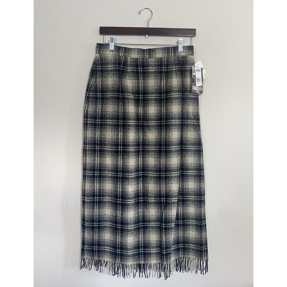 NWT Vintage Woolrich Tan Black Plaid Long Wool/Nylon Skirt Made USA Size 10